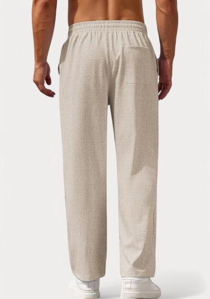 Beige Cotton Linen Loose Fit Men Pant-49523