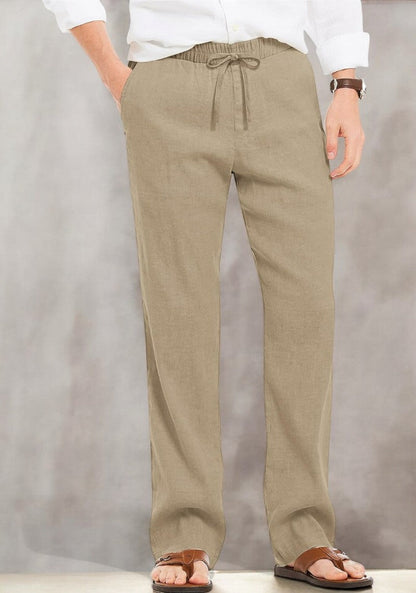 Beige Linen Loose Fit Men Pant-49499