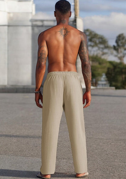 Combo of 2 Linen Loose Fit Men Pant Off White and Beige-49569