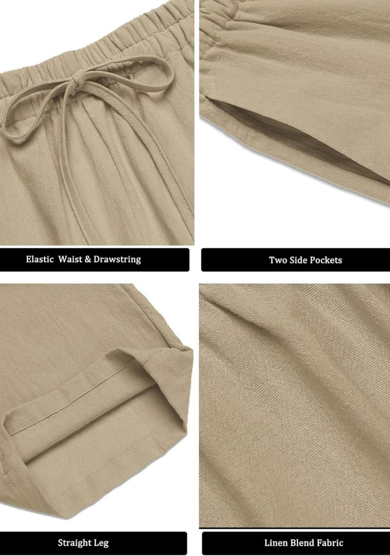 Beige Linen Loose Fit Men Pant-49499