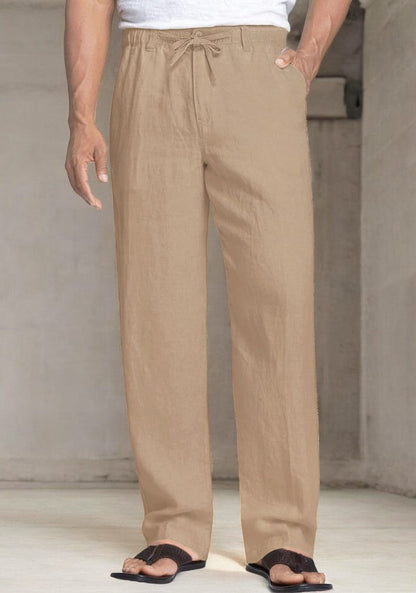 Beige Linen Regular Fit Pant-49371