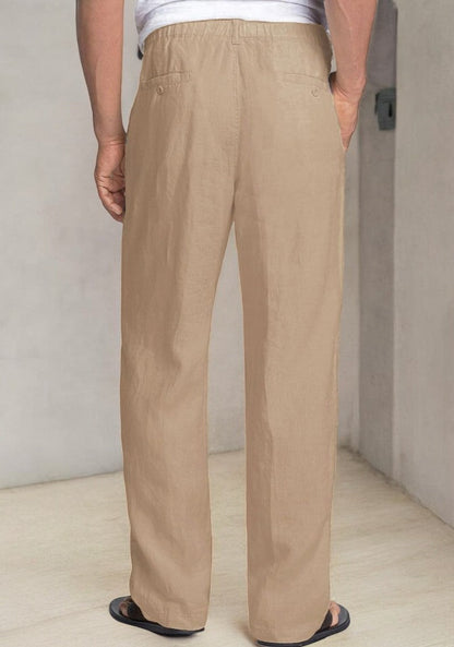 Beige Linen Regular Fit Pant-49371