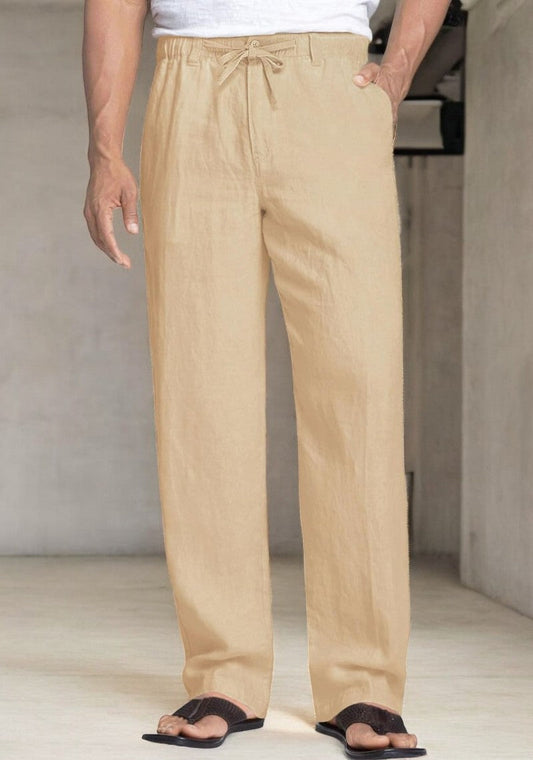 Beige Linen Regular Fit Pant-49380