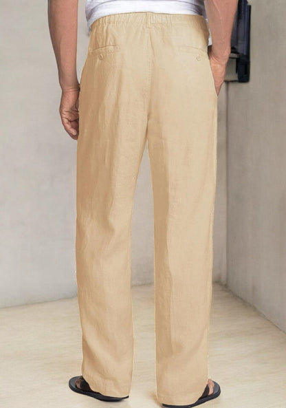Beige Linen Regular Fit Pant-49380