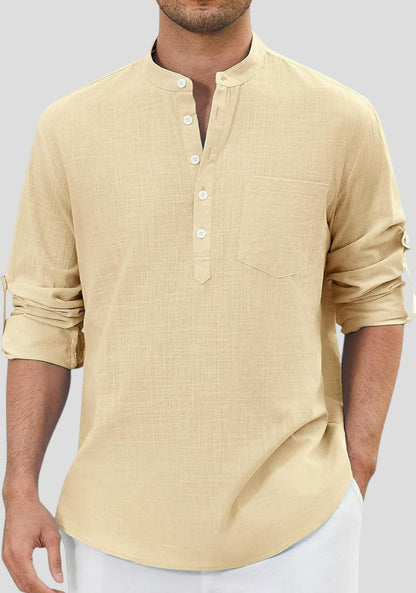 Beige Linen Solid Short Kurta-50841