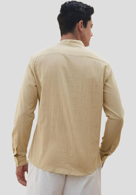 Beige Linen Solid Short Kurta-50841