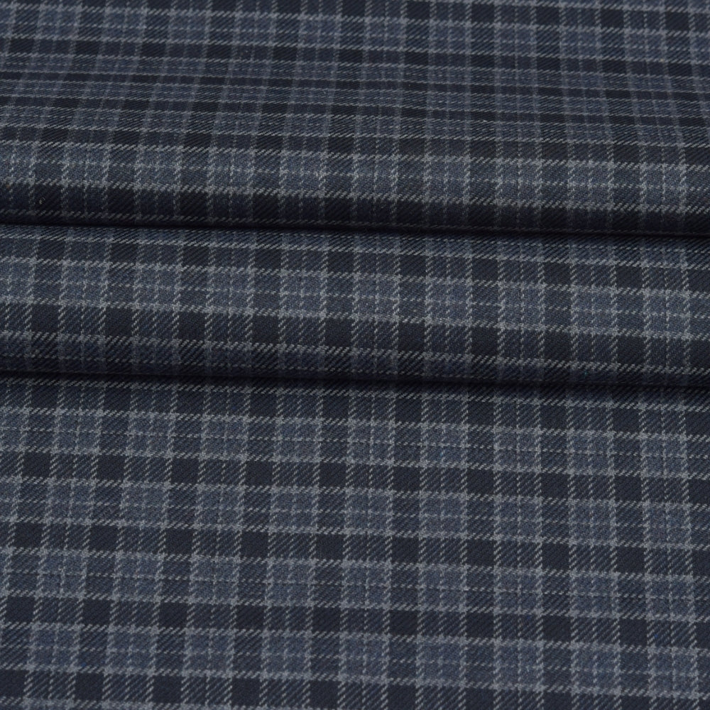 Wool Blazer Fabric (2 Meter)-Black Gray Checks-90629
