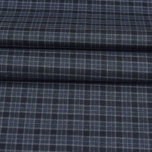 Wool Blazer Fabric (2 Meter)-Black Gray Checks-90629
