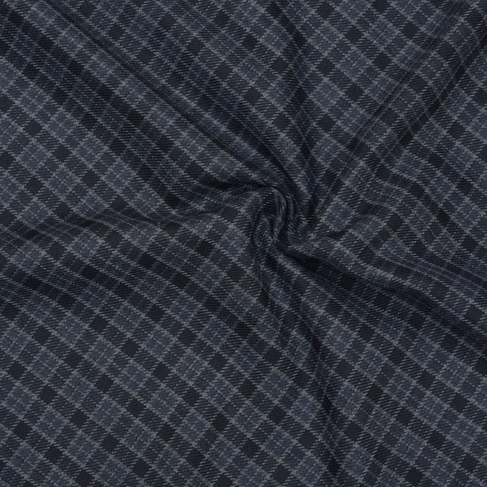 Wool Blazer Fabric (2 Meter)-Black Gray Checks-90629