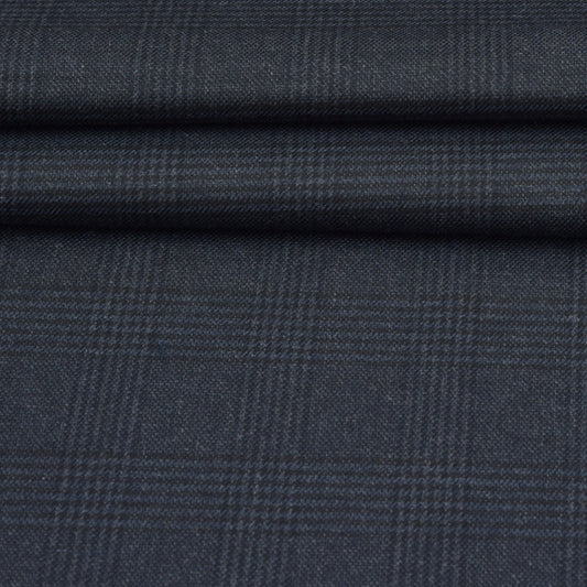 Wool Blazer Fabric (2 Meter)-Black Gray Checks-90639