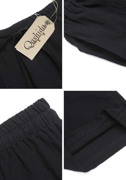 Black Linen Loose Fit Men Pant-49501