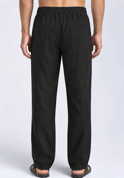 Black Linen Loose Fit Men Pant-51898