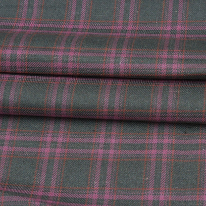 Wool Blazer Fabric (2 Meter)-Black Pink Checks-90636