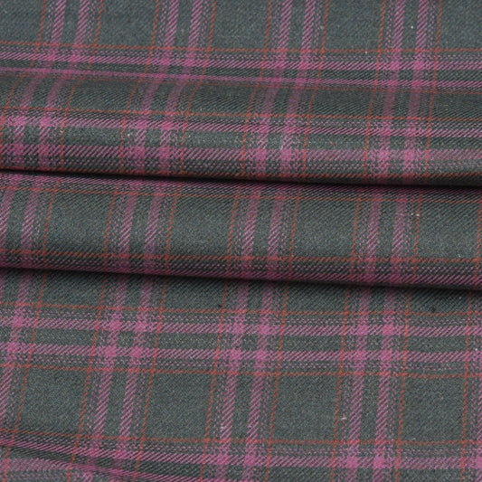 Wool Blazer Fabric (2 Meter)-Black Pink Checks-90636