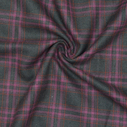 Wool Blazer Fabric (2 Meter)-Black Pink Checks-90636