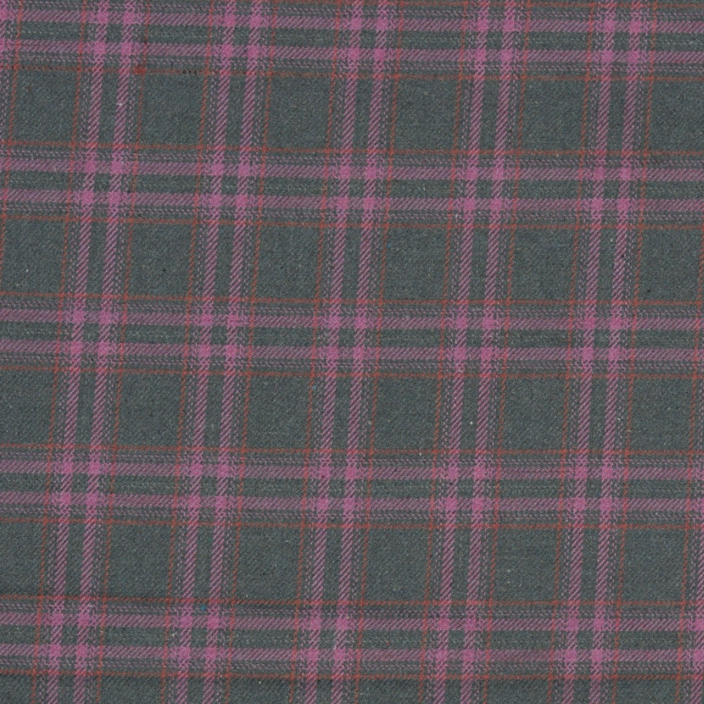 Wool Blazer Fabric (2 Meter)-Black Pink Checks-90636