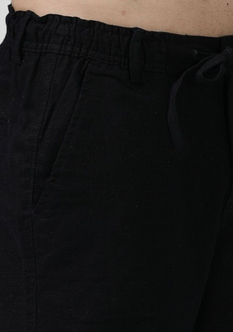 Black Premium Linen Relaxed Fit Loose Fit Men Trouser-50475