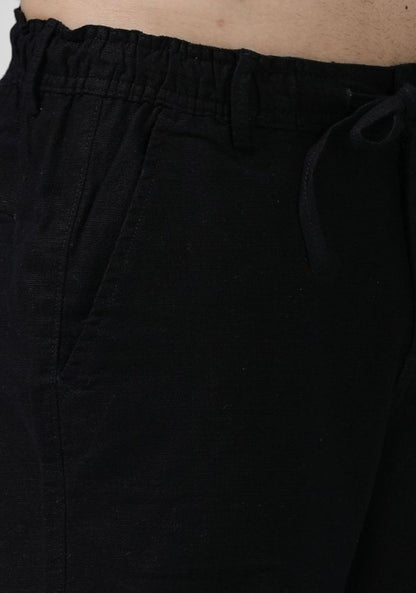 Black Premium Linen Relaxed Fit Loose Fit Men Trouser-50475