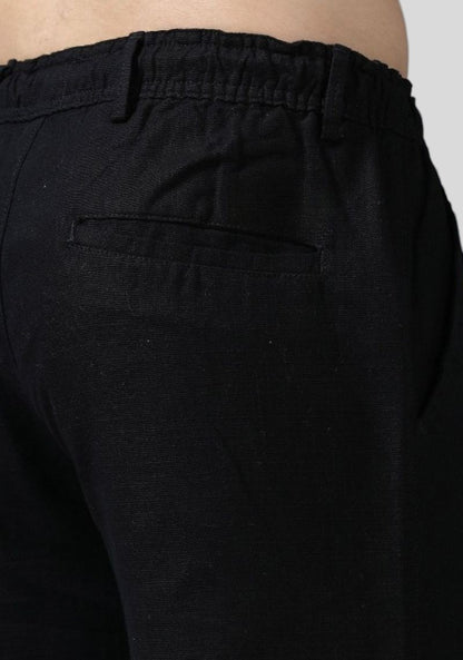 Black Premium Linen Relaxed Fit Loose Fit Men Trouser-50475