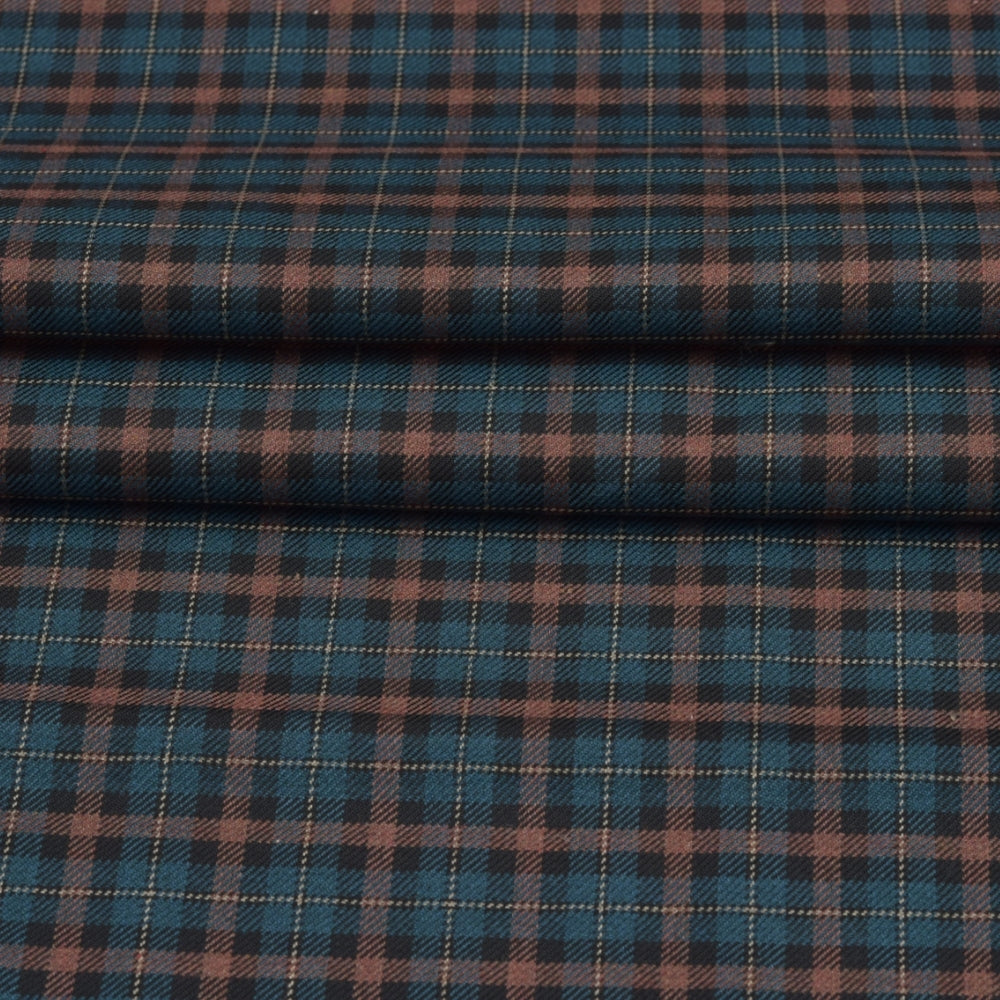 Wool Blazer Fabric (2 Meter)-Blue Black Checks-90632