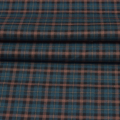 Wool Blazer Fabric (2 Meter)-Blue Black Checks-90632