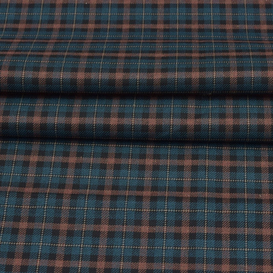Wool Blazer Fabric (2 Meter)-Blue Black Checks-90632