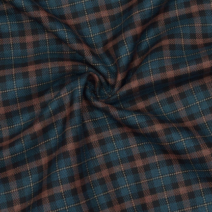 Wool Blazer Fabric (2 Meter)-Blue Black Checks-90632