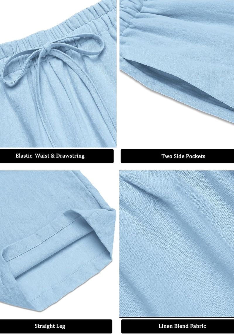 Blue Linen Loose Fit Men Pant-49496