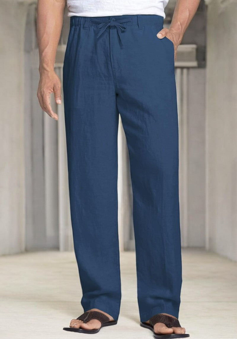 Blue Linen Regular Fit Pant-49367