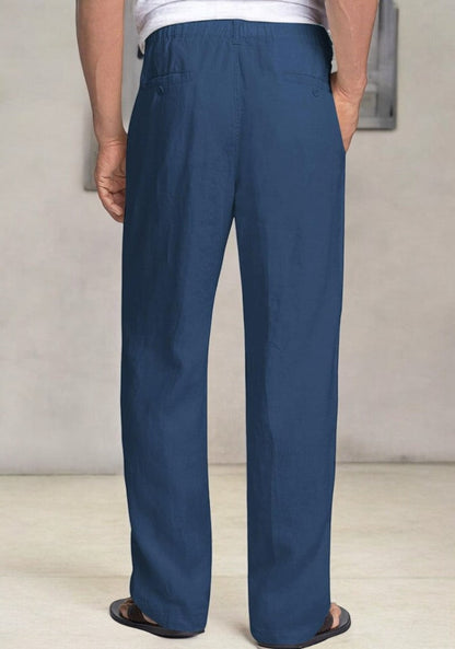 Blue Linen Regular Fit Pant-49367