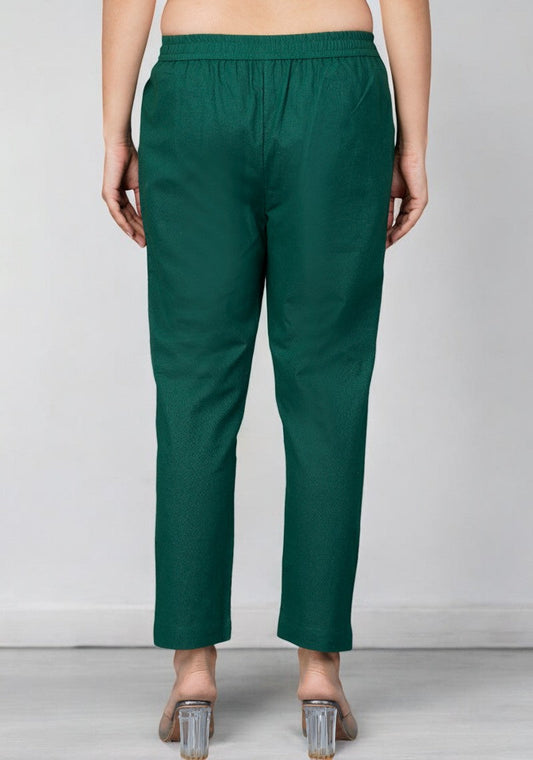 Bottle Green Cotton Pant-49199