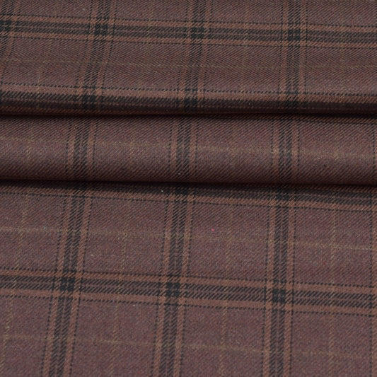 Wool Blazer Fabric (2 Meter)-Brown Black Checks-90631
