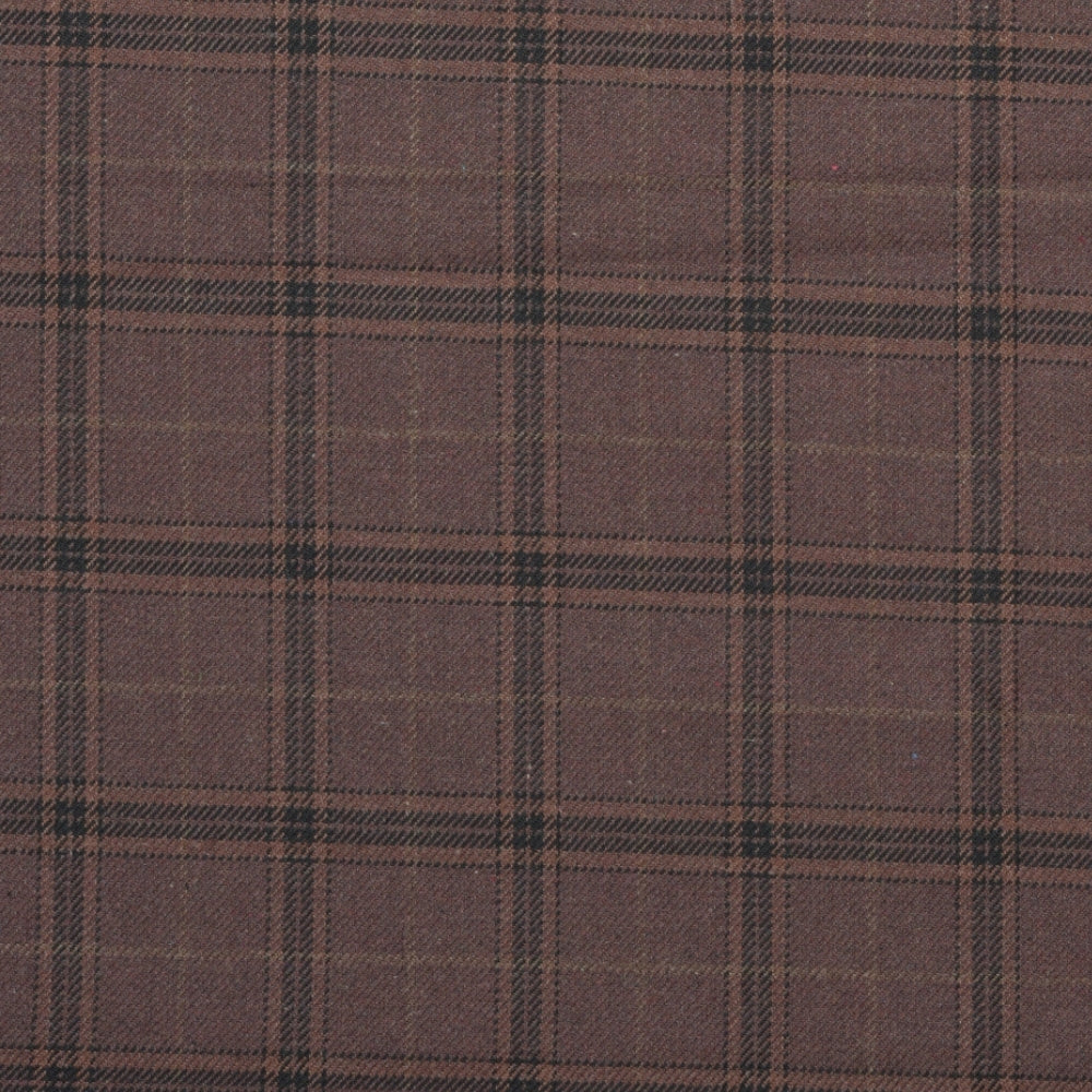 Wool Blazer Fabric (2 Meter)-Brown Black Checks-90631
