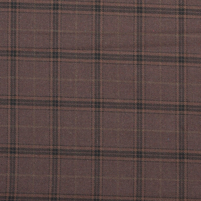 Wool Blazer Fabric (2 Meter)-Brown Black Checks-90631