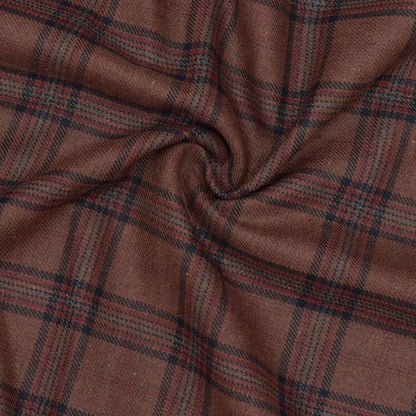 Wool Blazer Fabric (2 Meter)-Brown Black Checks-90637