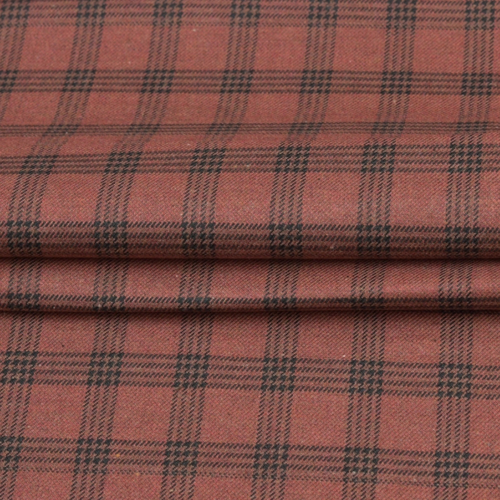 Wool Blazer Fabric (2 Meter)-Brown Black Checks-90651