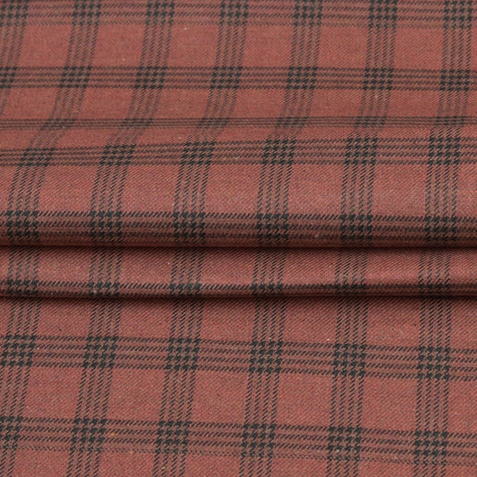 Wool Blazer Fabric (2 Meter)-Brown Black Checks-90651