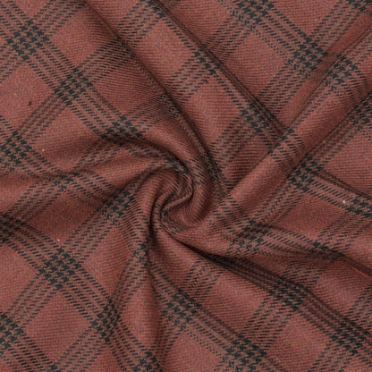 Wool Blazer Fabric (2 Meter)-Brown Black Checks-90651
