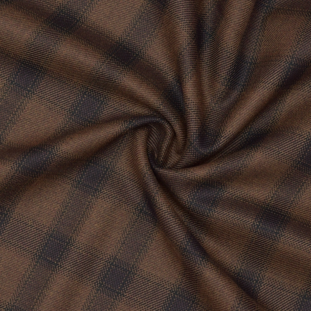 Wool Blazer Fabric (2 Meter)-Brown Black Checks-90653