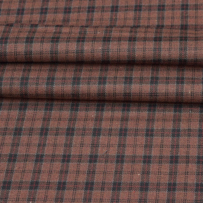 Wool Blazer Fabric (2 Meter)-Brown Black Checks-90659