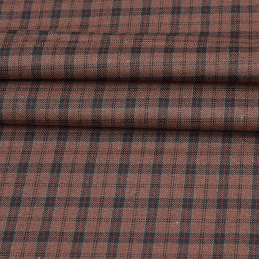 Wool Blazer Fabric (2 Meter)-Brown Black Checks-90659