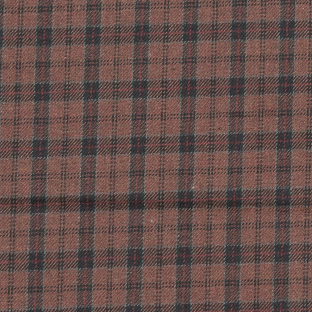 Wool Blazer Fabric (2 Meter)-Brown Black Checks-90659