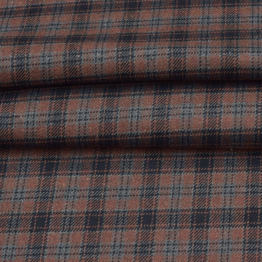 Wool Blazer Fabric (2 Meter)-Brown Black and Gray Checks-90634