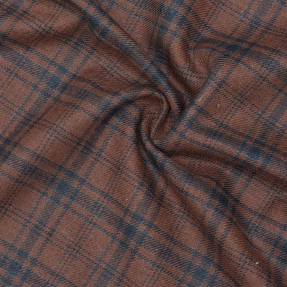 Wool Blazer Fabric (2 Meter)-Brown Blue Checks-90661