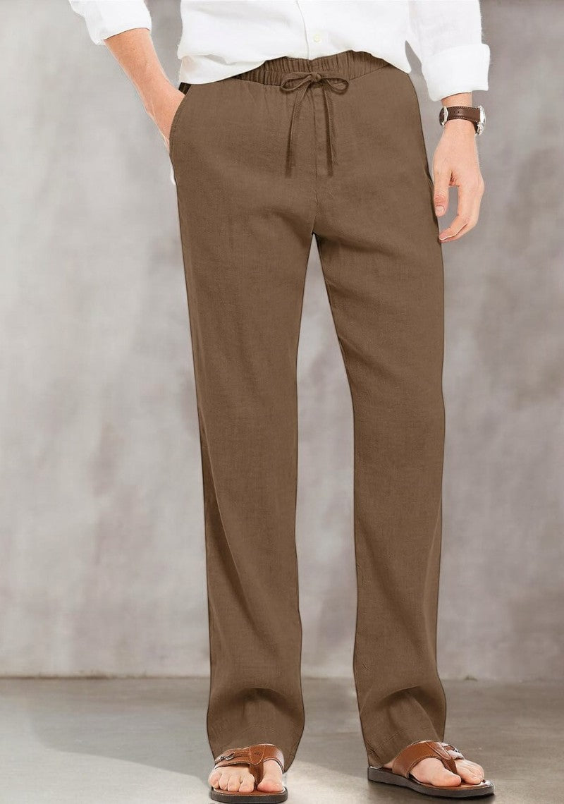 Brown Linen Loose Fit Men Pant-49500