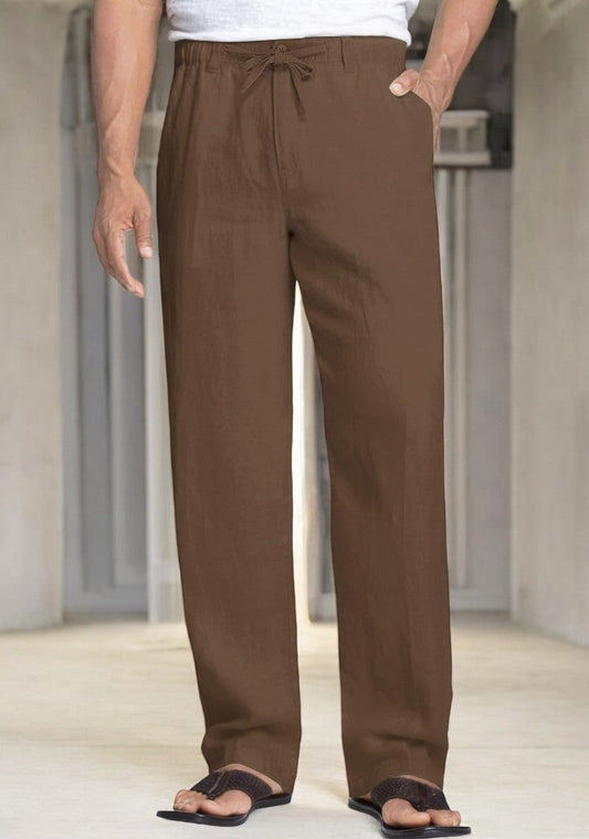 Brown Linen Regular Fit Pant-49374