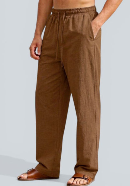 Brown Premium Linen Relaxed Fit Loose Fit Men Pant-50868