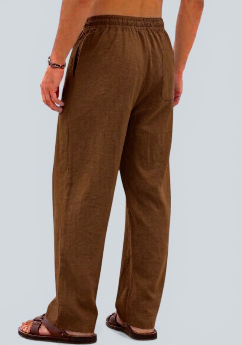 Brown Premium Linen Relaxed Fit Loose Fit Men Pant-50868