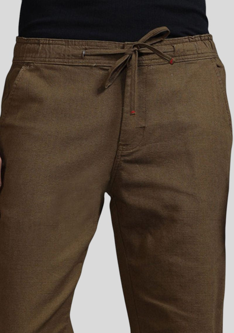 Brown Premium Linen Relaxed Fit Loose Fit Men Trouser-50474
