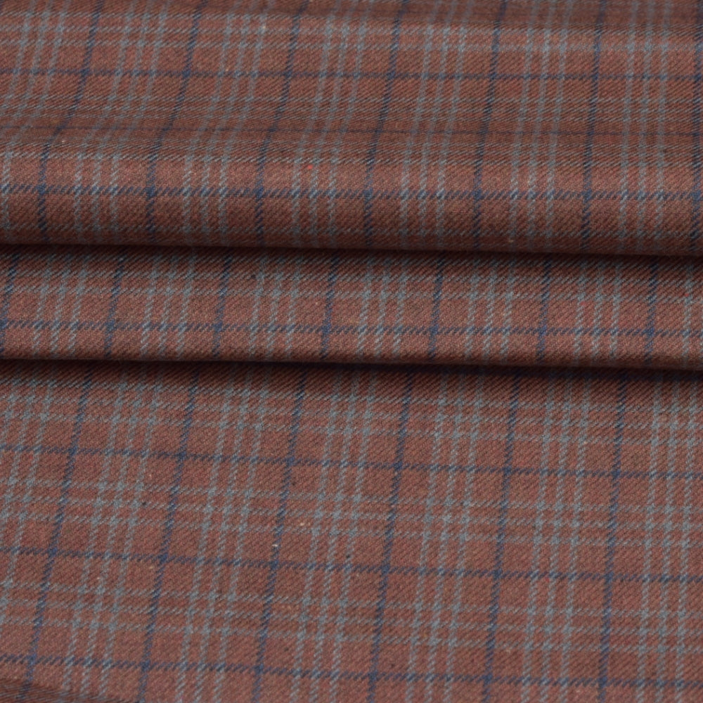 Wool Blazer Fabric (2 Meter)-Brown White Checks-90635